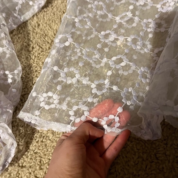 Zara Lilac Mesh Floral Blouse Small - Picture 12 of 12